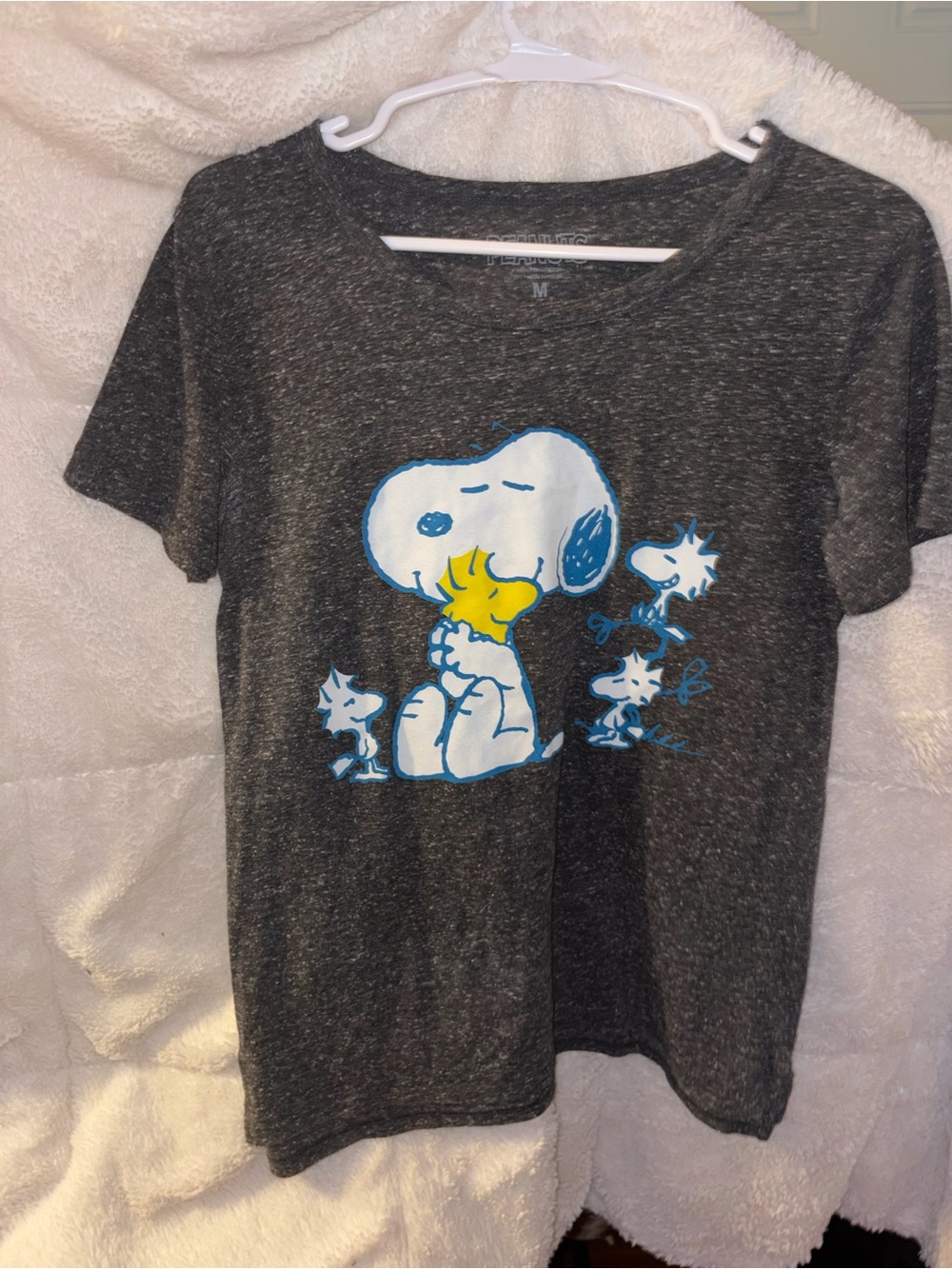 Peanuts Dark Gray Snoopy & Woodstock Short Sleeve Tee